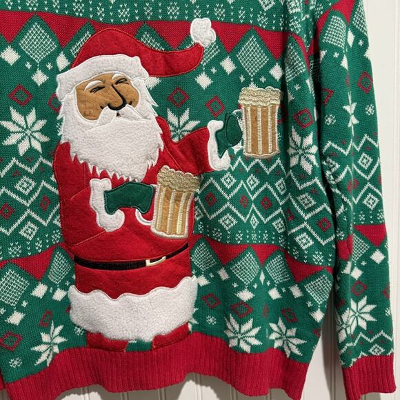 33 Degrees Santa Beer Stein Christmas Sweater Cotton Ugly Christmas Sweater S - Picture 2 of 5